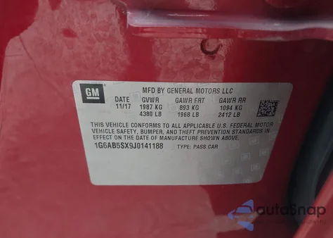 2018 Cadillac Ats Luxury from USA, damaged, VIN 1G6AB5SX9J0141188